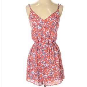 AQUA Orange & Blue Foral Romper